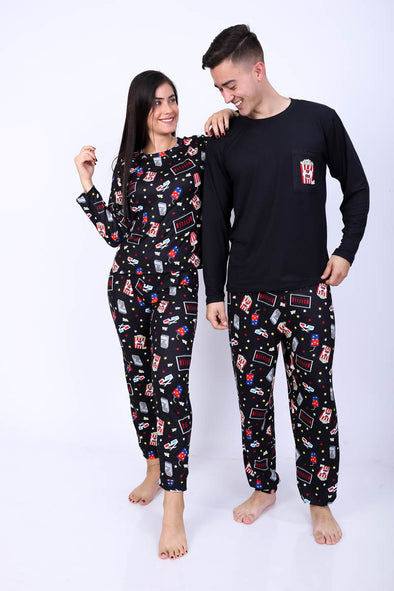 Pijama Manga Larga Netflix Match Hombre y Mujer